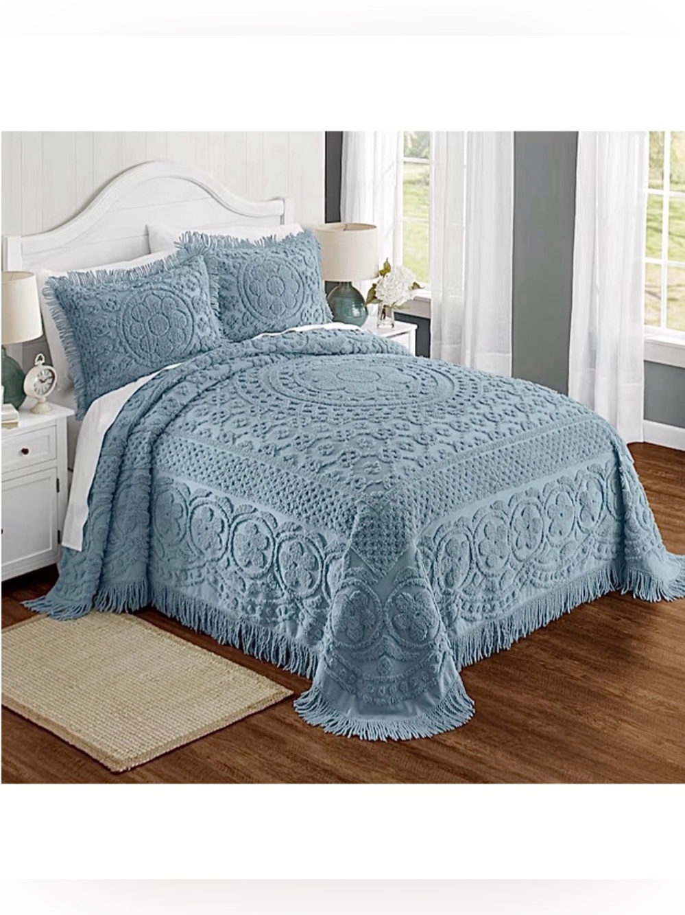 Emily Tufted Floral Cotton Chenille Bedspread & 3 Shams